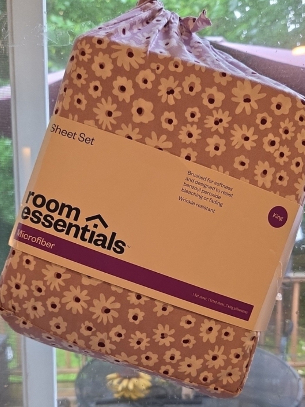 Room Essentials Taupe Floral Microfiber King Sheet Set